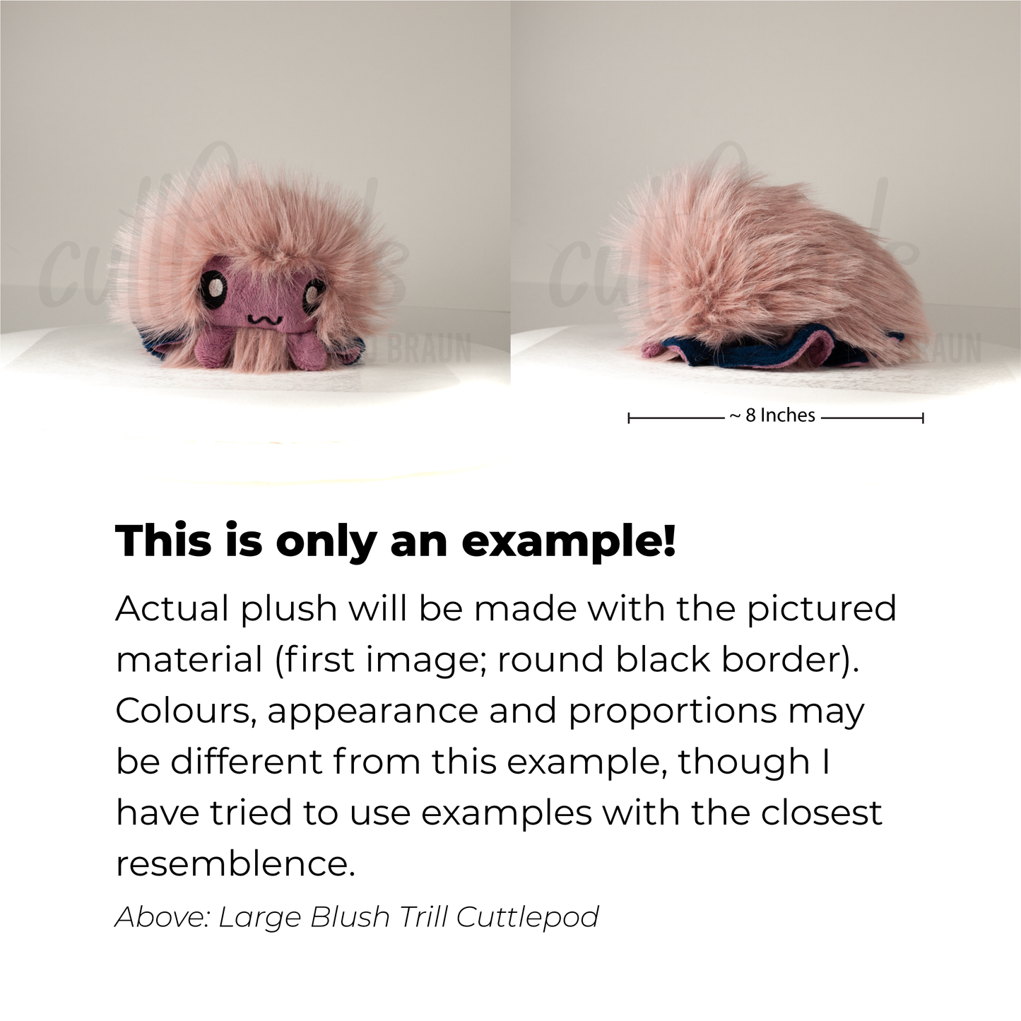 Fogstripe Wink Cuttlepod - Large (Hand-Size) Handmade Plush