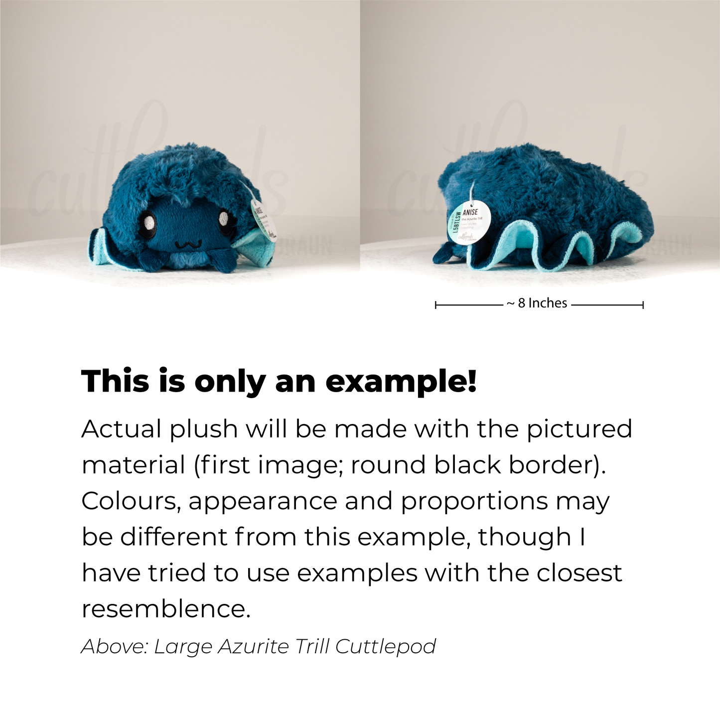 Seafoam Trill Cuttlepod - Large (Hand-Size) Handmade Plush